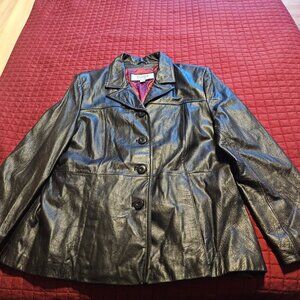 Vintage 90s black leather jacket by Wilsons Leather Maxima, button down 1X